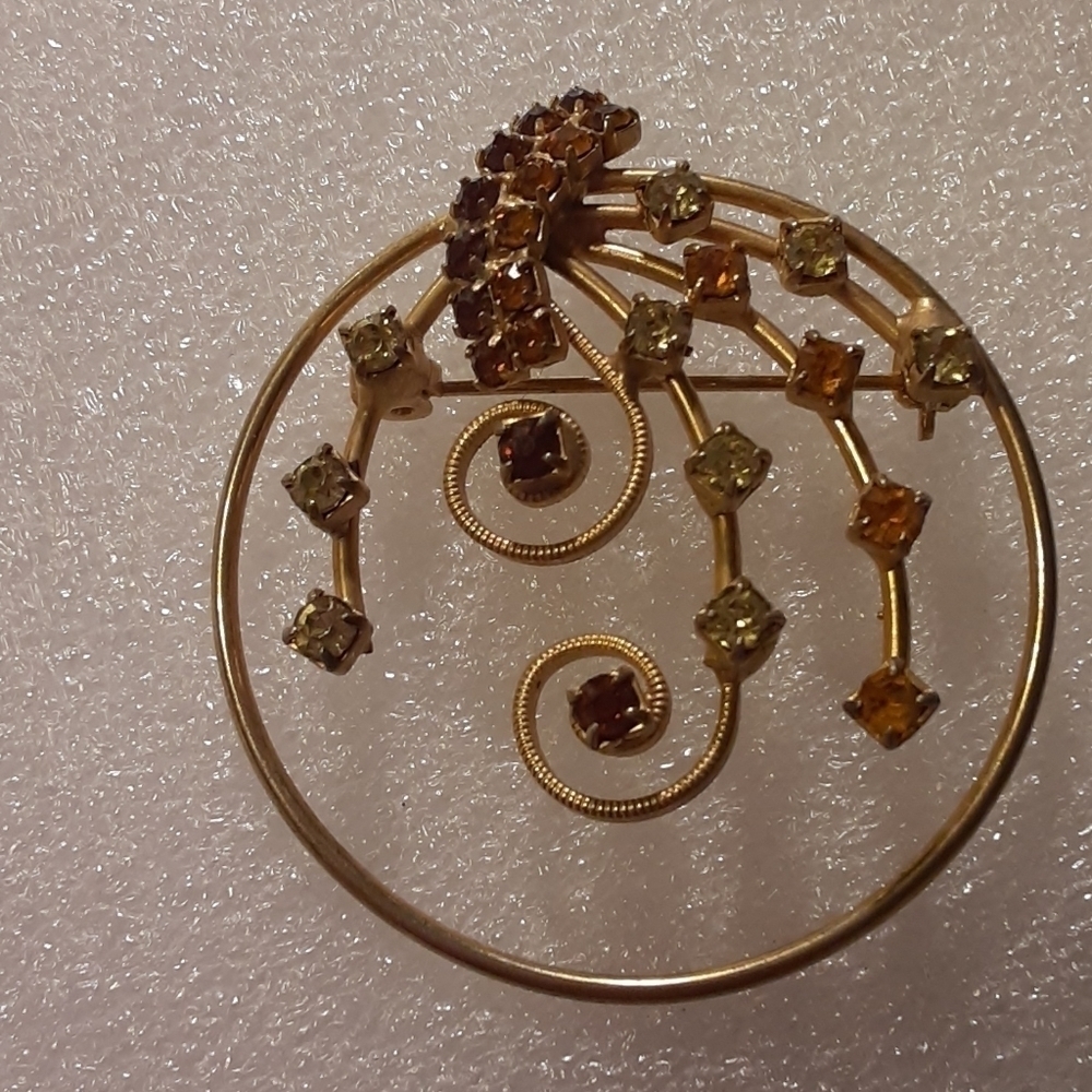 Multi Colored Rhinestone Brooch - image 1